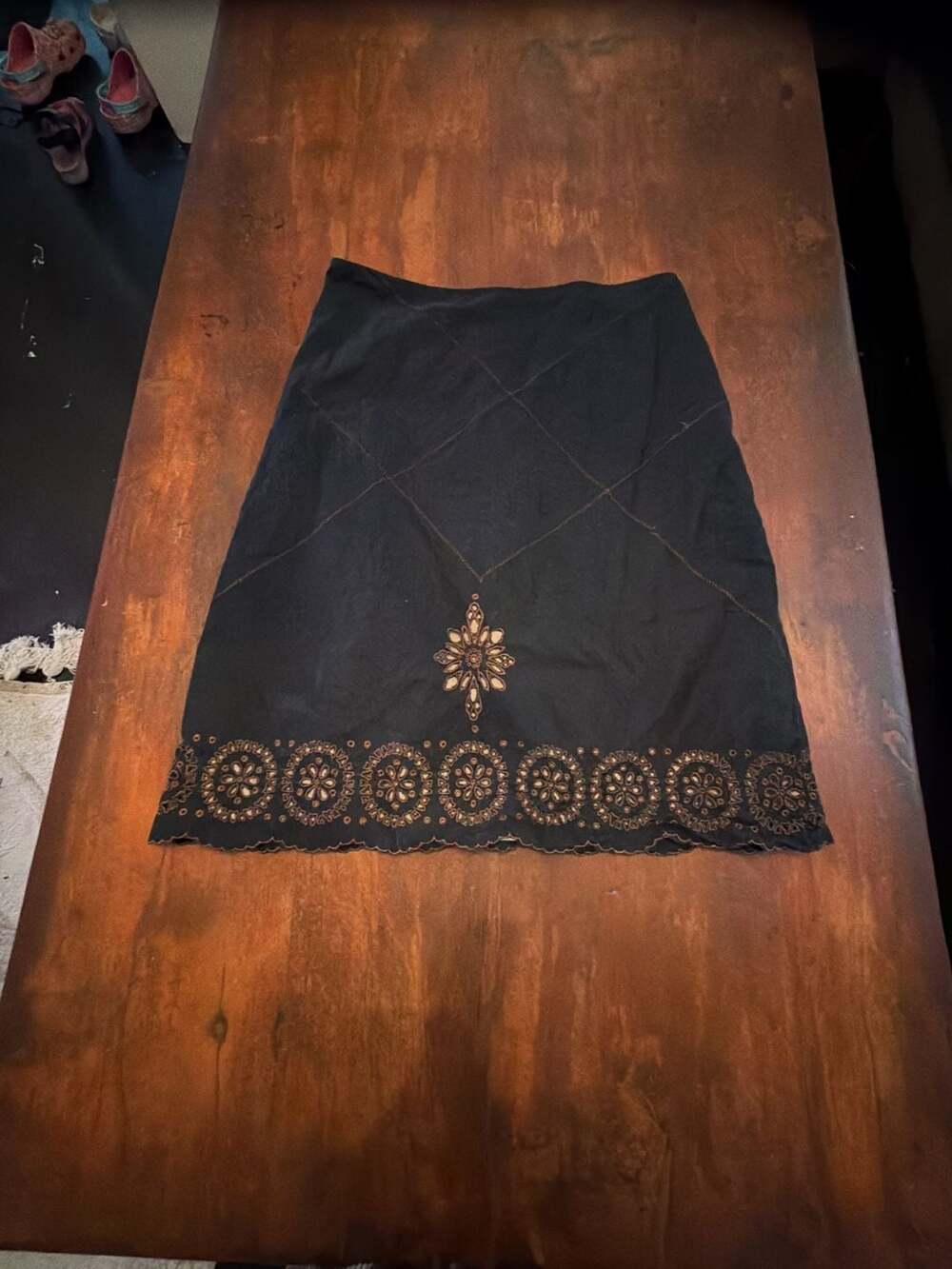 Speechless Black Embroidered Eyelet Hem Skirt Size L